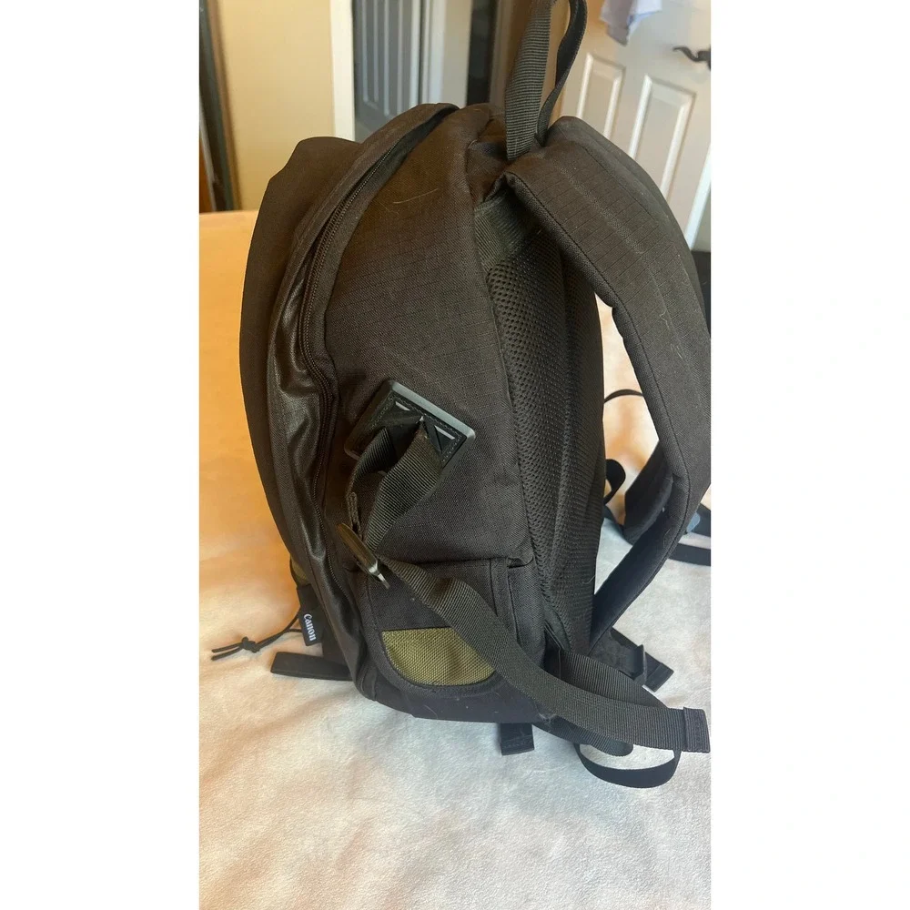 Canon DSLR Camera Backpack Black Olive Green Padded Gear Bag with Dividers